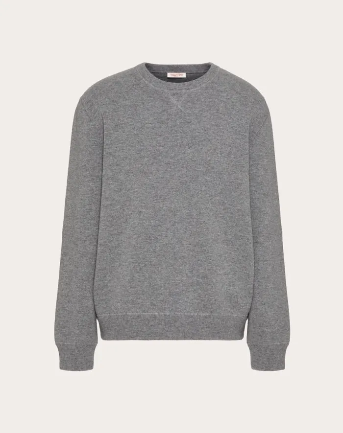 Valentino Knitwear Man Wool Crewneck Sweater For Man In Grey Grey