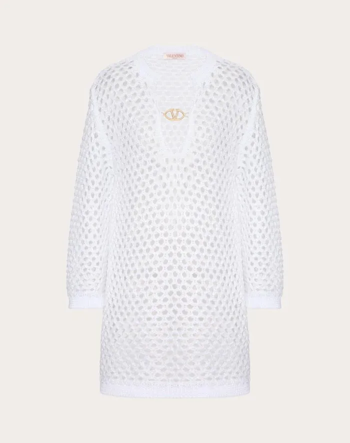 Valentino Knitwear Woman Viscose Lurex And Sequin Jumper For Woman In White White Valentino Knitwear Woman Viscose Lurex And Sequin Jumper For Woman In White White