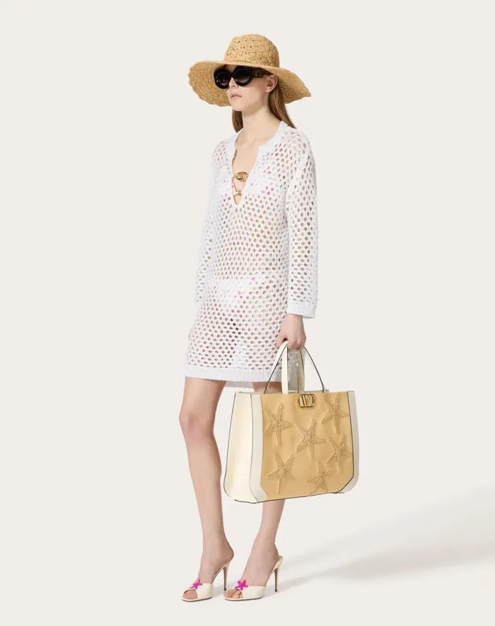 Valentino Knitwear Woman Viscose Lurex And Sequin Jumper For Woman In White White Valentino Knitwear Woman Viscose Lurex And Sequin Jumper For Woman In White White