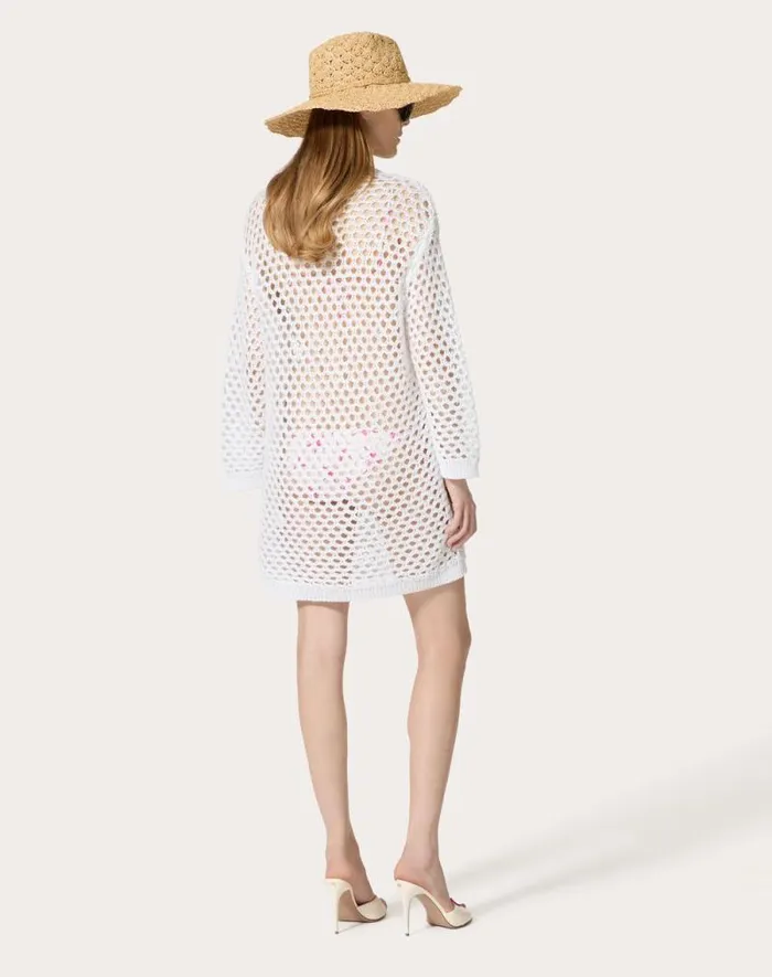 Valentino Knitwear Woman Viscose Lurex And Sequin Jumper For Woman In White White Valentino Knitwear Woman Viscose Lurex And Sequin Jumper For Woman In White White