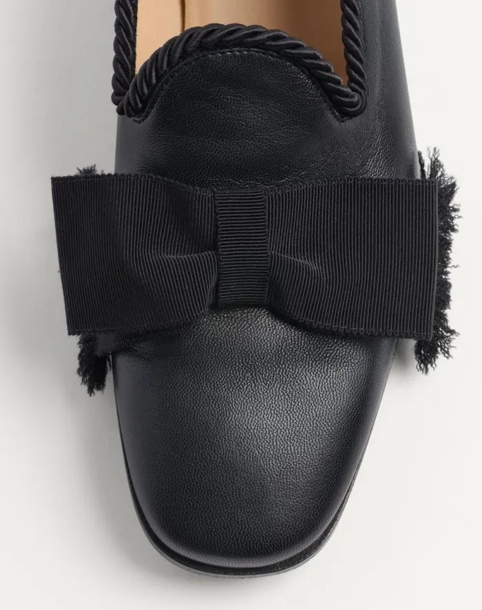 Valentino Laceups And Loafers Man Bowow Leather Loafer For Man In Black Black Valentino Laceups And Loafers Man Bowow Leather Loafer For Man In Black Black