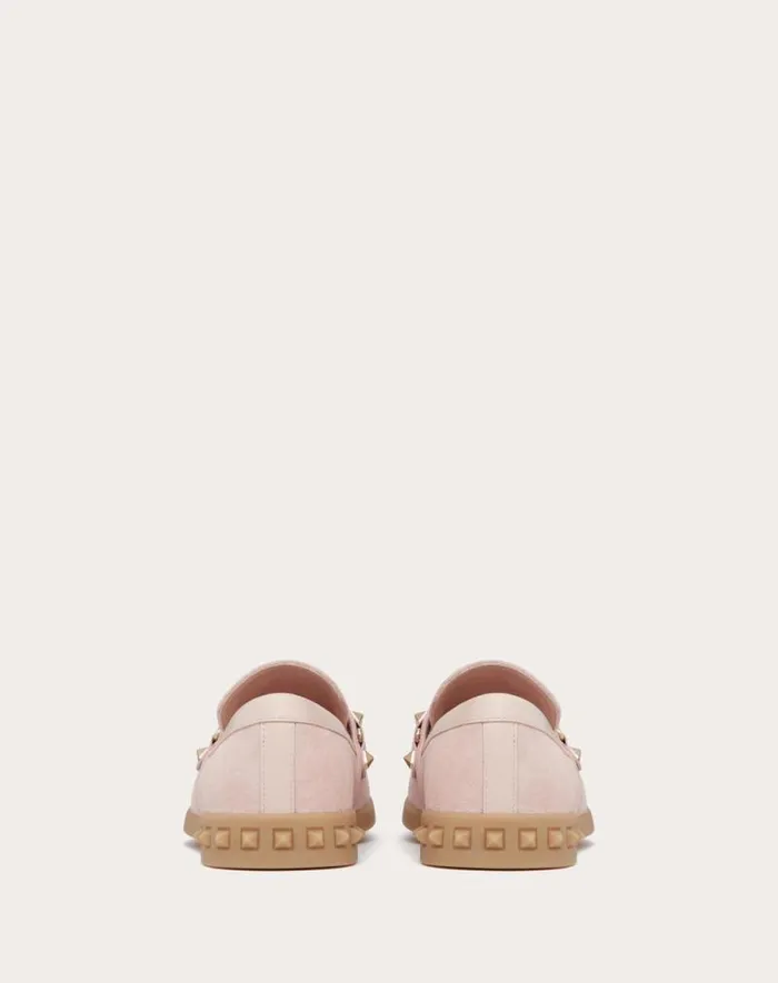Valentino Loafers And Oxfords Woman Leisure Flows Split Leather Loafer For Woman In Rose Quartz Rose Quartz Valentino Loafers And Oxfords Woman Leisure Flows Split Leather Loafer For Woman In Rose Quartz Rose Quartz