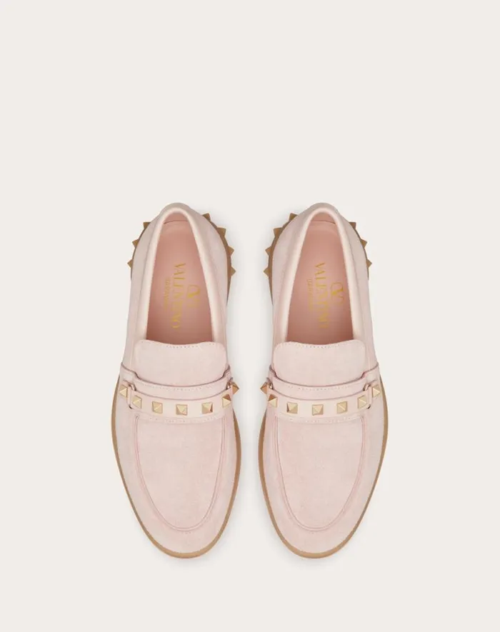 Valentino Loafers And Oxfords Woman Leisure Flows Split Leather Loafer For Woman In Rose Quartz Rose Quartz Valentino Loafers And Oxfords Woman Leisure Flows Split Leather Loafer For Woman In Rose Quartz Rose Quartz