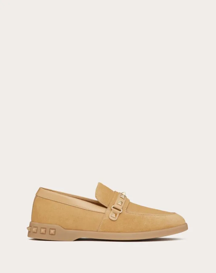 Valentino Loafers And Oxfords Woman Leisure Flows Split Leather Loafer For Woman In Rose Quartz Rose Quartz Valentino Loafers And Oxfords Woman Leisure Flows Split Leather Loafer For Woman In Rose Quartz Rose Quartz