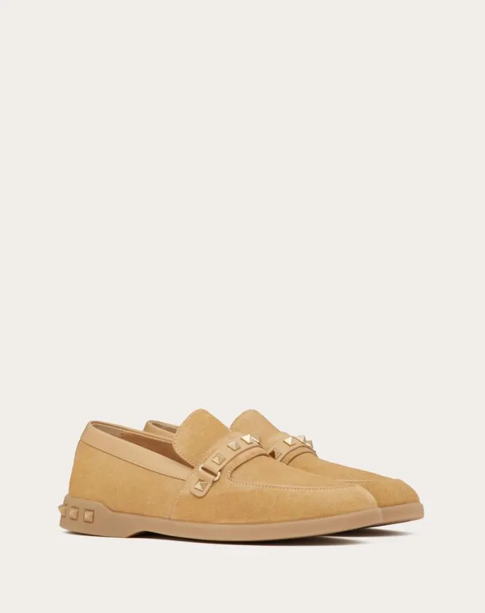 Valentino Loafers And Oxfords Woman Leisure Flows Split Leather Loafer For Woman In Rose Quartz Rose Quartz Valentino Loafers And Oxfords Woman Leisure Flows Split Leather Loafer For Woman In Rose Quartz Rose Quartz