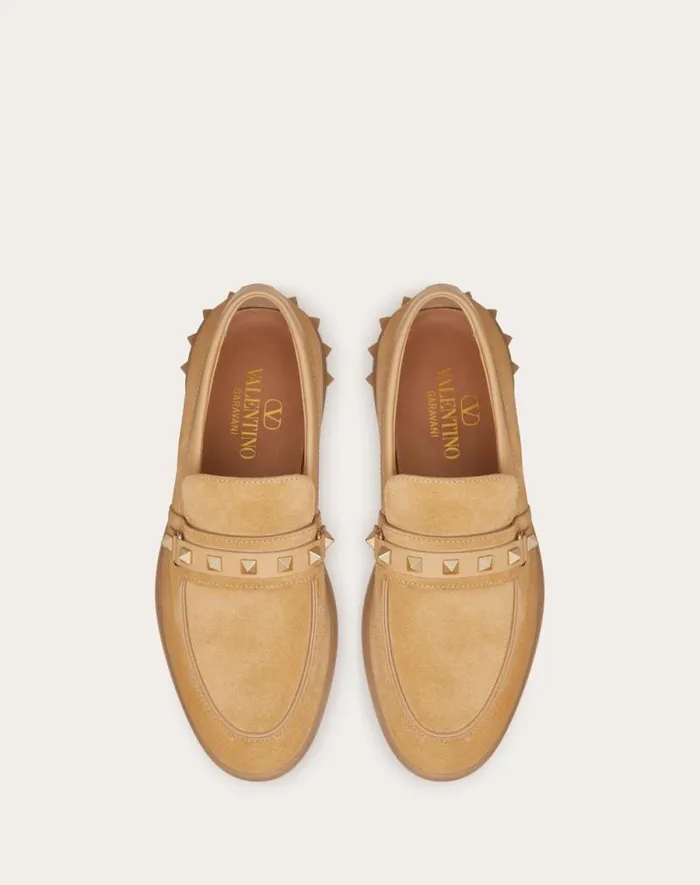 Valentino Loafers And Oxfords Woman Leisure Flows Split Leather Loafer For Woman In Rose Quartz Rose Quartz Valentino Loafers And Oxfords Woman Leisure Flows Split Leather Loafer For Woman In Rose Quartz Rose Quartz