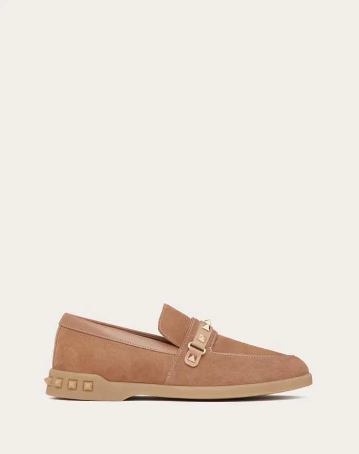 Valentino Loafers And Oxfords Woman Leisure Flows Split Leather Loafer For Woman In Rose Quartz Rose Quartz Valentino Loafers And Oxfords Woman Leisure Flows Split Leather Loafer For Woman In Rose Quartz Rose Quartz