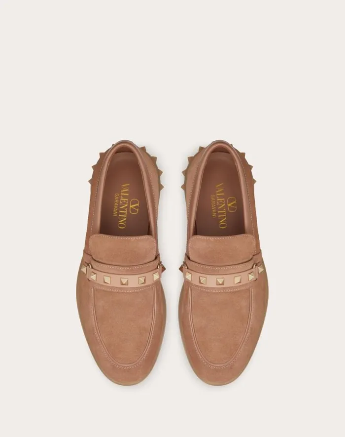 Valentino Loafers And Oxfords Woman Leisure Flows Split Leather Loafer For Woman In Rose Quartz Rose Quartz Valentino Loafers And Oxfords Woman Leisure Flows Split Leather Loafer For Woman In Rose Quartz Rose Quartz