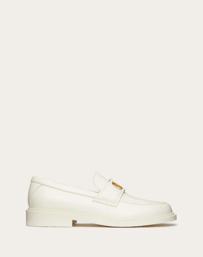 Valentino Loafers And Oxfords Woman Vlogo Signature Calfskin Loafer For Woman In Ivory Ivory