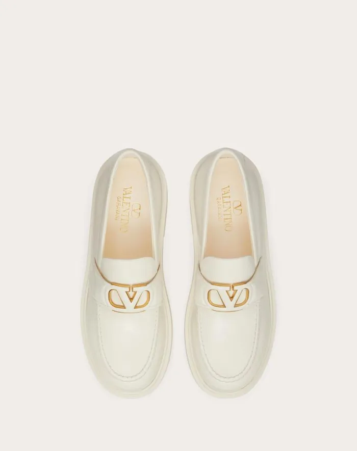 Valentino Loafers And Oxfords Woman Vlogo Signature Calfskin Loafer For Woman In Ivory Ivory Valentino Loafers And Oxfords Woman Vlogo Signature Calfskin Loafer For Woman In Ivory Ivory
