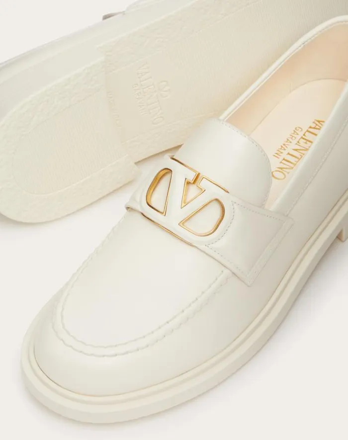 Valentino Loafers And Oxfords Woman Vlogo Signature Calfskin Loafer For Woman In Ivory Ivory Valentino Loafers And Oxfords Woman Vlogo Signature Calfskin Loafer For Woman In Ivory Ivory