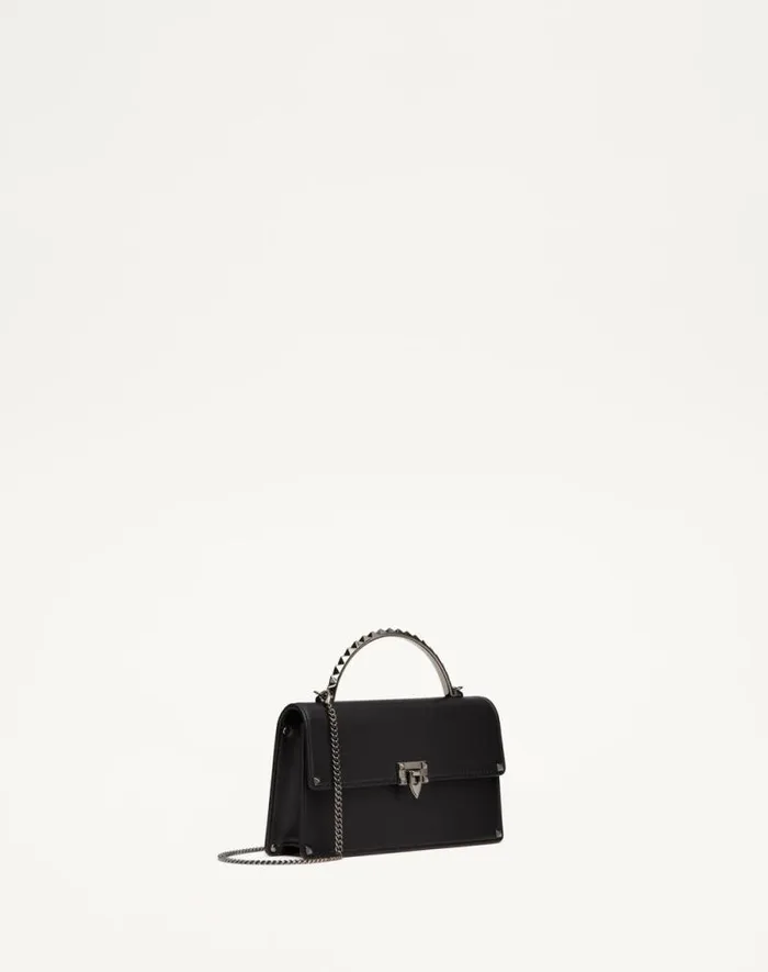 Valentino Mini Bags Woman Mini Rockstud Calfskin Handbag For Woman In Black Black