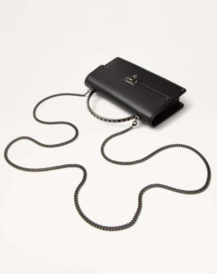 Valentino Mini Bags Woman Mini Rockstud Calfskin Handbag For Woman In Black Black