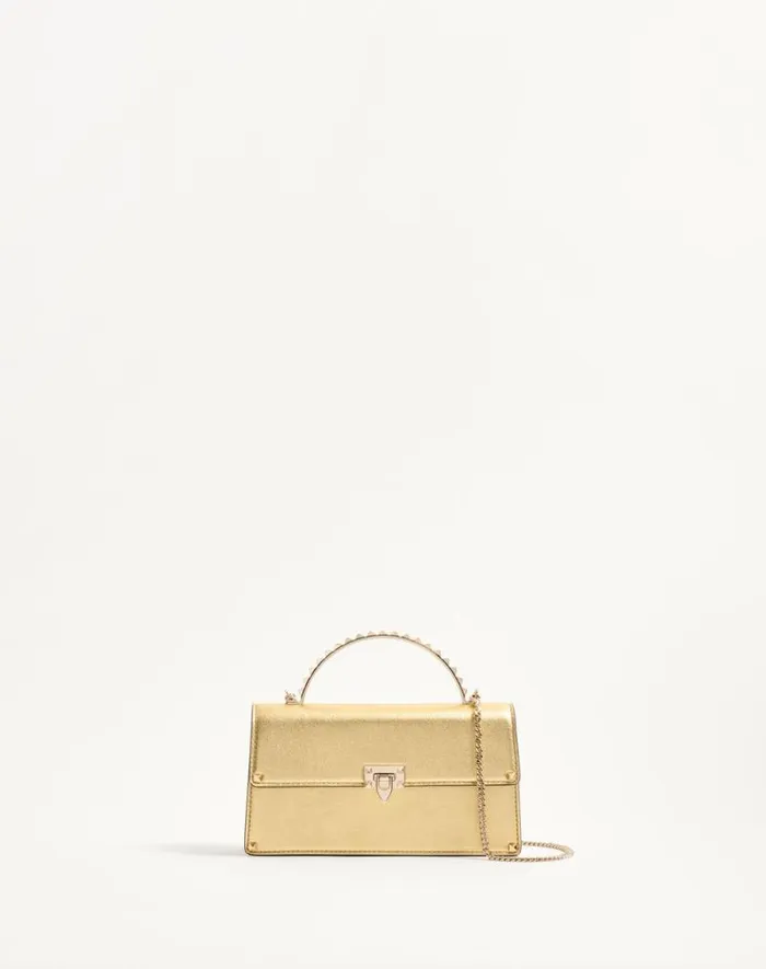 Valentino Mini Bags Woman Rockstud Mini Laminated Calfskin Handbag For Woman In Antique Brass Antique Brass Valentino Mini Bags Woman Rockstud Mini Laminated Calfskin Handbag For Woman In Antique Brass Antique Brass