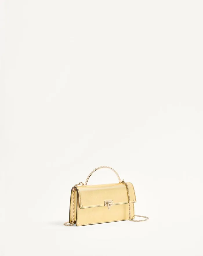 Valentino Mini Bags Woman Rockstud Mini Laminated Calfskin Handbag For Woman In Antique Brass Antique Brass Valentino Mini Bags Woman Rockstud Mini Laminated Calfskin Handbag For Woman In Antique Brass Antique Brass