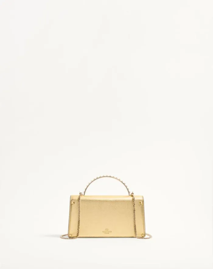 Valentino Mini Bags Woman Rockstud Mini Laminated Calfskin Handbag For Woman In Antique Brass Antique Brass Valentino Mini Bags Woman Rockstud Mini Laminated Calfskin Handbag For Woman In Antique Brass Antique Brass