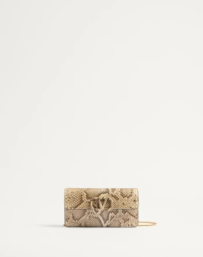 Valentino Mini Bags Woman Vlogo Signature Python Chain Wallet For Woman In Ivory Ivory Valentino Mini Bags Woman Vlogo Signature Python Chain Wallet For Woman In Ivory Ivory