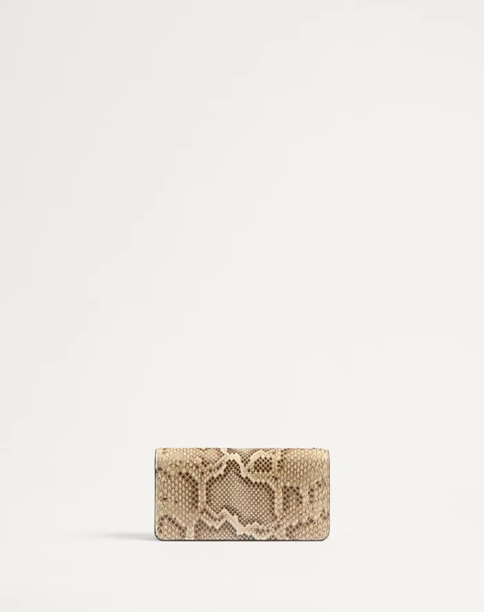 Valentino Mini Bags Woman Vlogo Signature Python Chain Wallet For Woman In Ivory Ivory