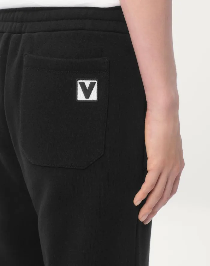 Valentino Pants And Shorts Man Cotton Jogging Pants With Chez Valentino Patch For Man In Black Black