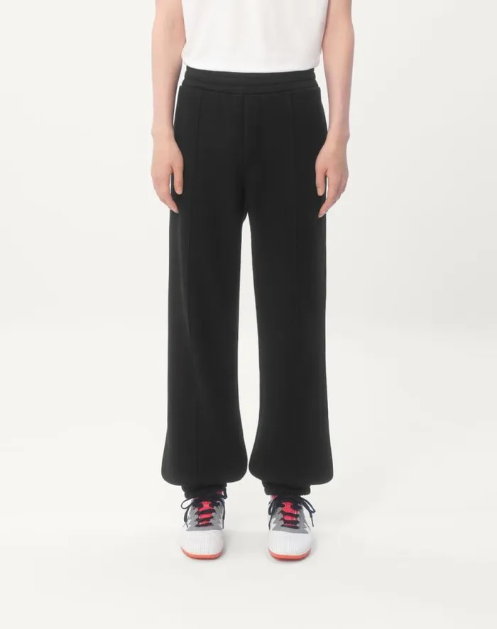 Valentino Pants And Shorts Man Cotton Jogging Pants With Chez Valentino Patch For Man In Black Black