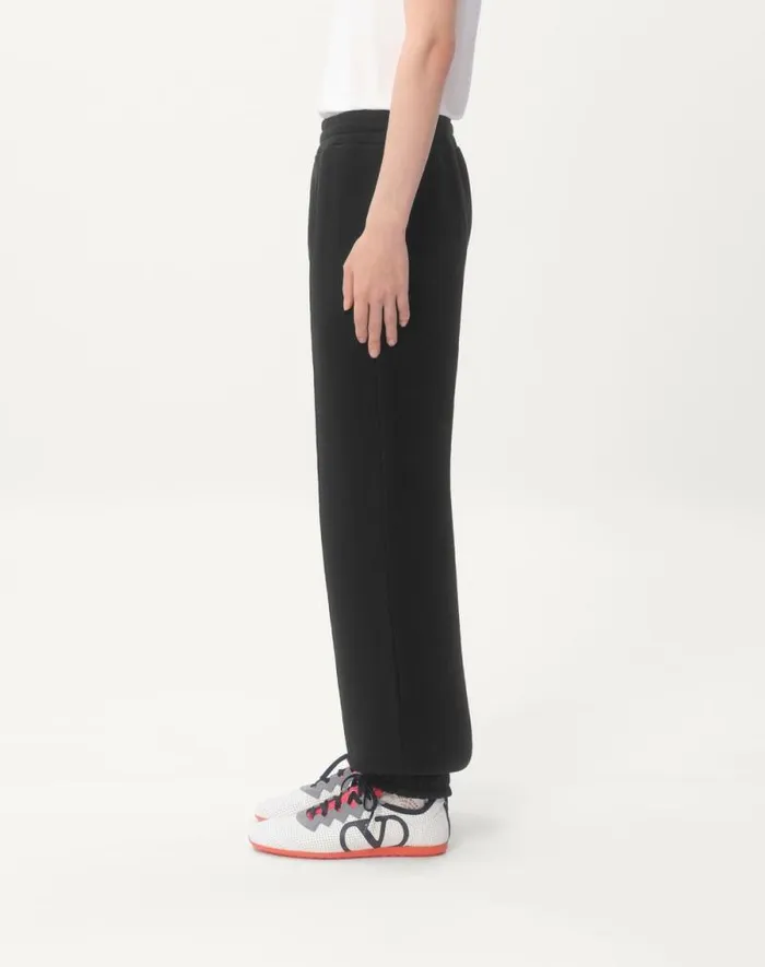 Valentino Pants And Shorts Man Cotton Jogging Pants With Chez Valentino Patch For Man In Black Black