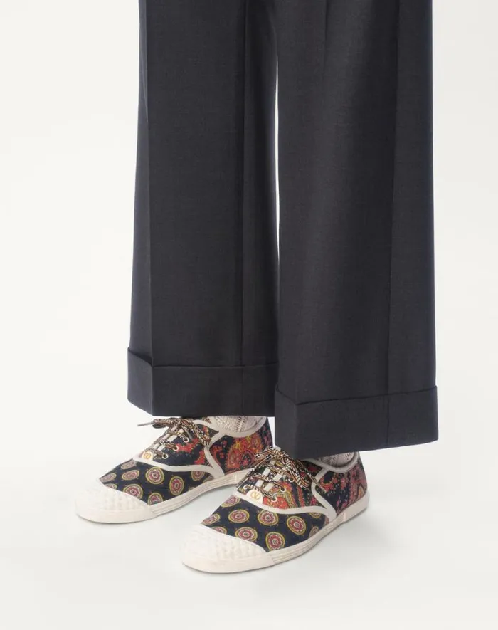 Valentino Pants And Shorts Man Wool Gabardine Pants With Turnups For Man In Anthracite Anthracite Valentino Pants And Shorts Man Wool Gabardine Pants With Turnups For Man In Anthracite Anthracite