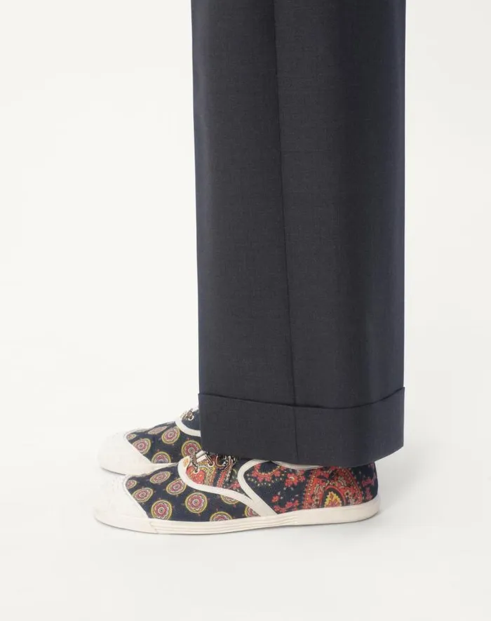 Valentino Pants And Shorts Man Wool Gabardine Pants With Turnups For Man In Anthracite Anthracite Valentino Pants And Shorts Man Wool Gabardine Pants With Turnups For Man In Anthracite Anthracite