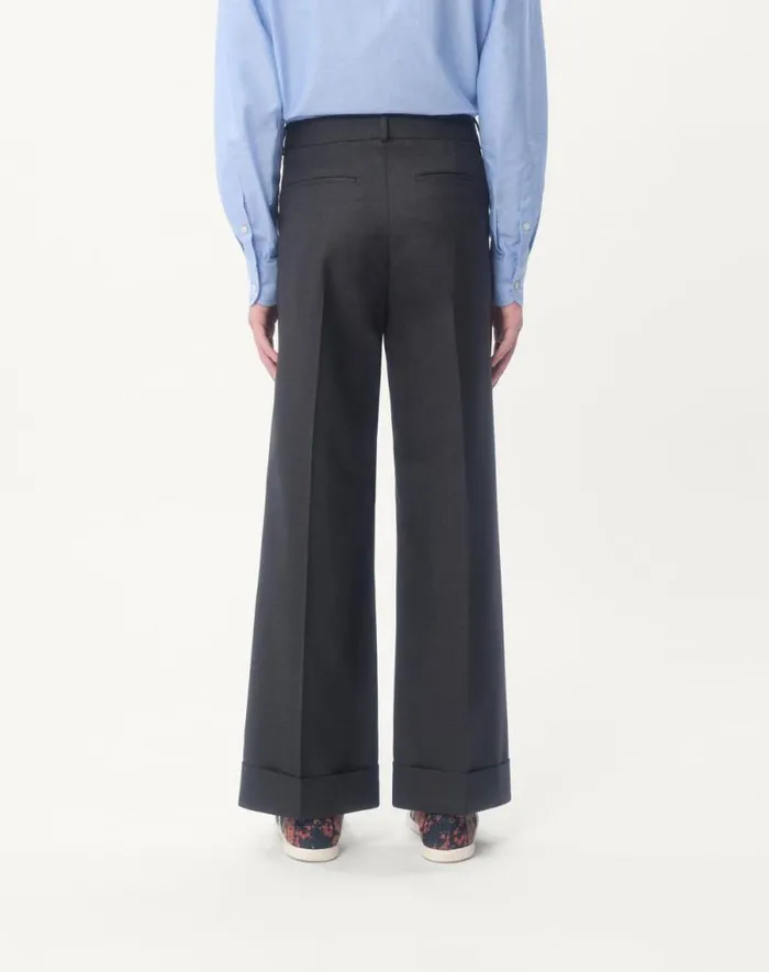 Valentino Pants And Shorts Man Wool Gabardine Pants With Turnups For Man In Anthracite Anthracite Valentino Pants And Shorts Man Wool Gabardine Pants With Turnups For Man In Anthracite Anthracite