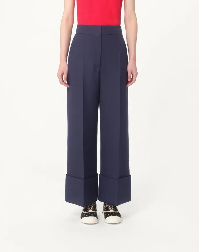 Valentino Pants And Shorts Woman Crepe Couture Pants For Woman In Indigo Indigo Valentino Pants And Shorts Woman Crepe Couture Pants For Woman In Indigo Indigo