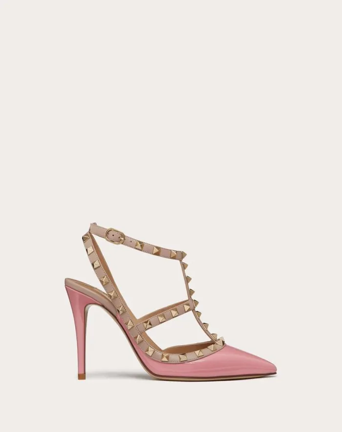 Valentino Pumps Woman Patent Rockstud Caged Pump 100mm For Woman In Ivorypoudre Ivorypoudre Valentino Pumps Woman Patent Rockstud Caged Pump 100mm For Woman In Ivorypoudre Ivorypoudre