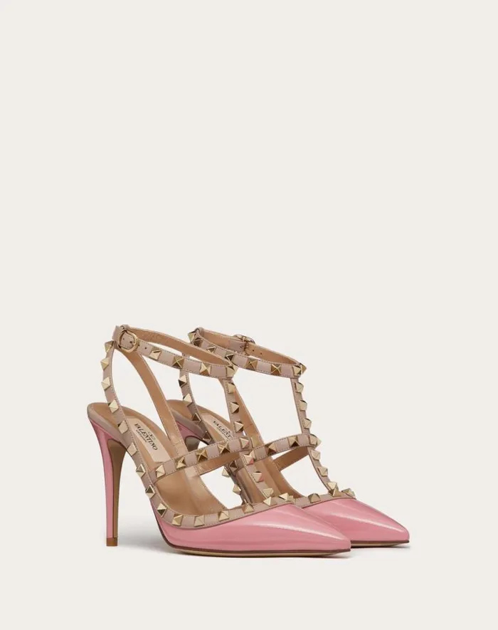 Valentino Pumps Woman Patent Rockstud Caged Pump 100mm For Woman In Ivorypoudre Ivorypoudre Valentino Pumps Woman Patent Rockstud Caged Pump 100mm For Woman In Ivorypoudre Ivorypoudre