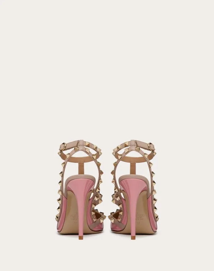 Valentino Pumps Woman Patent Rockstud Caged Pump 100mm For Woman In Ivorypoudre Ivorypoudre Valentino Pumps Woman Patent Rockstud Caged Pump 100mm For Woman In Ivorypoudre Ivorypoudre