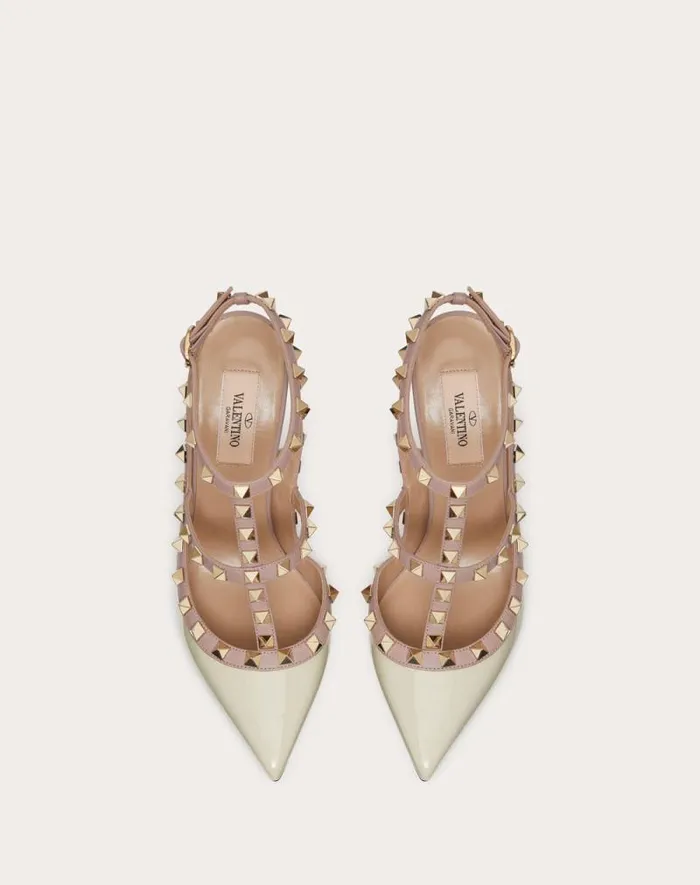Valentino Pumps Woman Patent Rockstud Caged Pump 100mm For Woman In Ivorypoudre Ivorypoudre Valentino Pumps Woman Patent Rockstud Caged Pump 100mm For Woman In Ivorypoudre Ivorypoudre