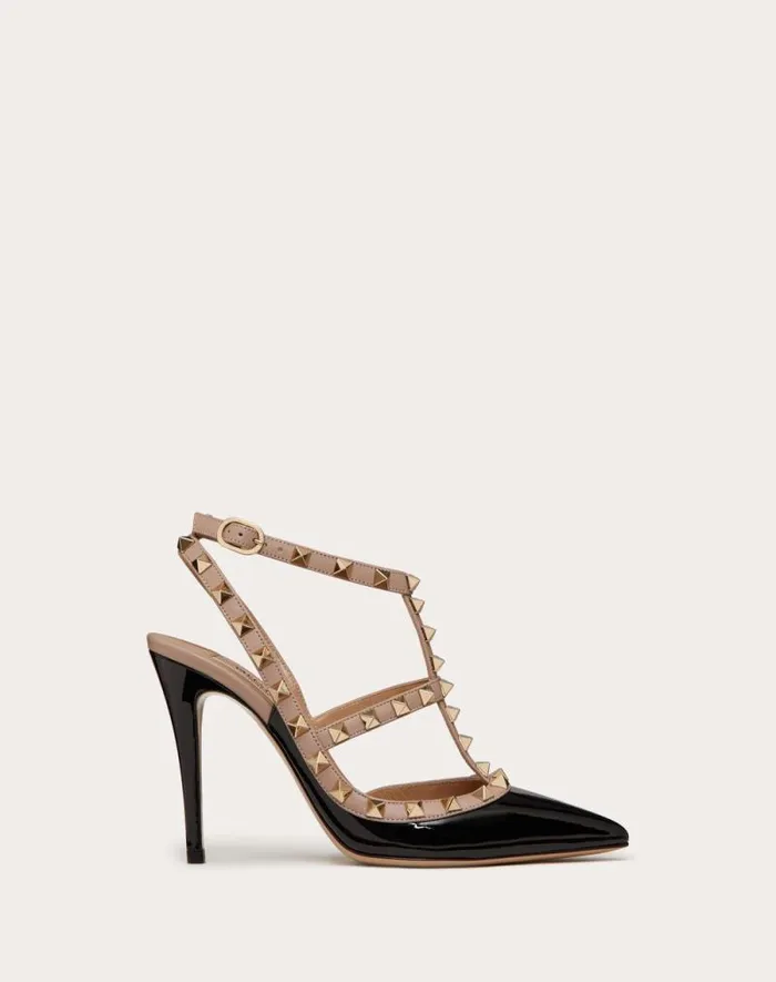 Valentino Pumps Woman Patent Rockstud Caged Pump 100mm For Woman In Ivorypoudre Ivorypoudre Valentino Pumps Woman Patent Rockstud Caged Pump 100mm For Woman In Ivorypoudre Ivorypoudre
