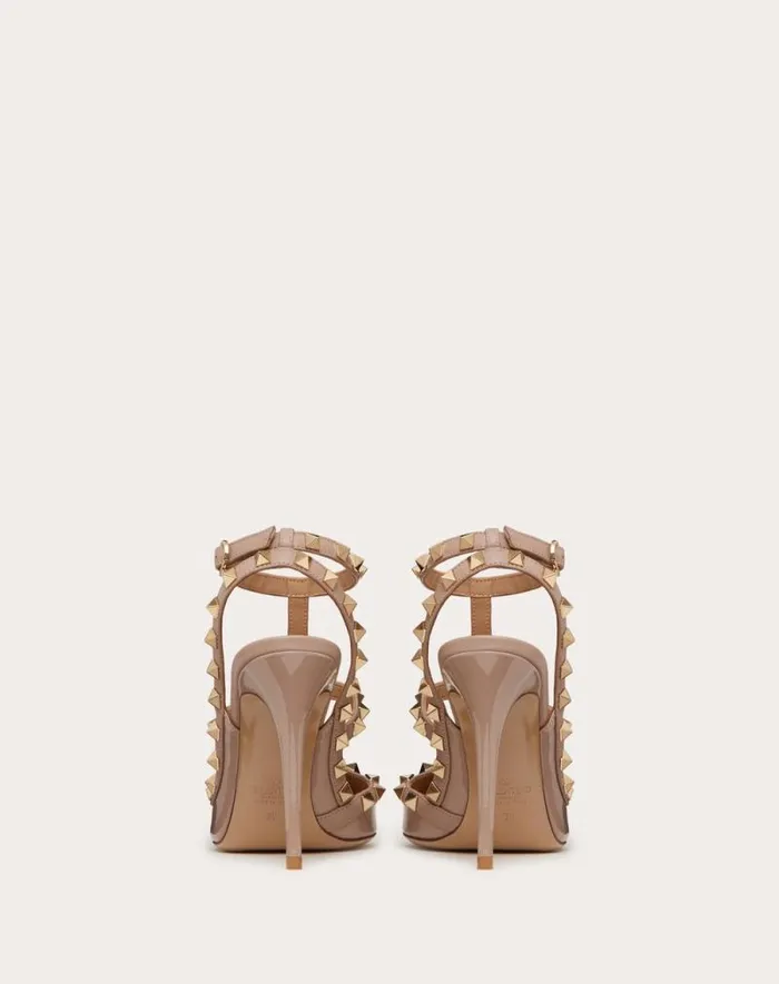 Valentino Pumps Woman Patent Rockstud Caged Pump 100mm For Woman In Ivorypoudre Ivorypoudre Valentino Pumps Woman Patent Rockstud Caged Pump 100mm For Woman In Ivorypoudre Ivorypoudre