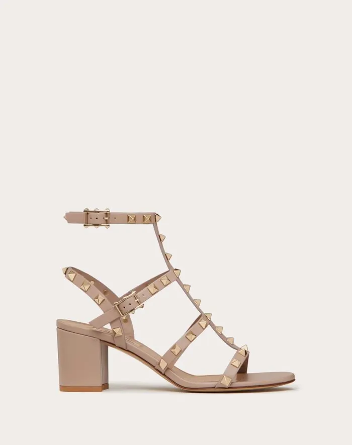 Valentino Sandals Woman Rockstud Calfskin Ankle Strap Sandal 60 Mm For Woman In Poudre Poudre Valentino Sandals Woman Rockstud Calfskin Ankle Strap Sandal 60 Mm For Woman In Poudre Poudre