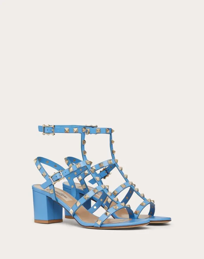 Valentino Sandals Woman Rockstud Calfskin Ankle Strap Sandal 60 Mm For Woman In Poudre Poudre Valentino Sandals Woman Rockstud Calfskin Ankle Strap Sandal 60 Mm For Woman In Poudre Poudre