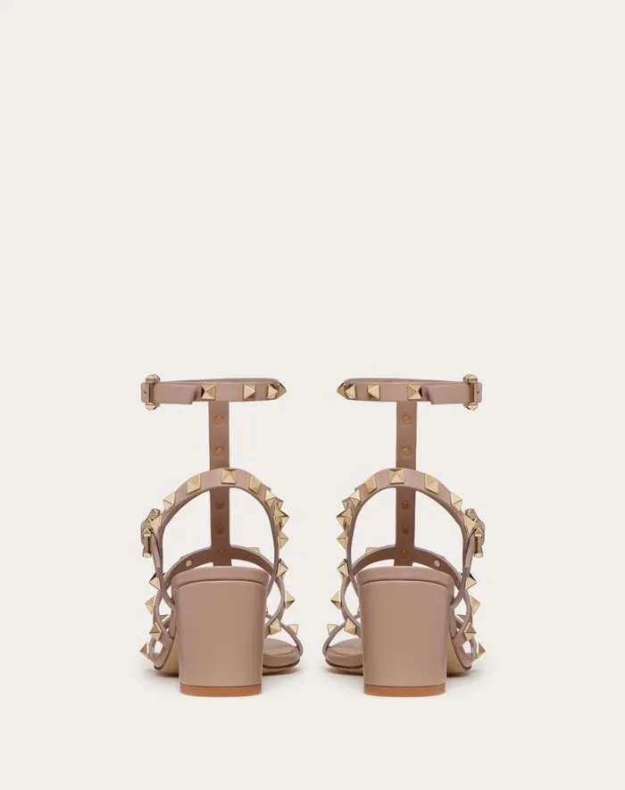 Valentino Sandals Woman Rockstud Calfskin Ankle Strap Sandal 60 Mm For Woman In Poudre Poudre Valentino Sandals Woman Rockstud Calfskin Ankle Strap Sandal 60 Mm For Woman In Poudre Poudre