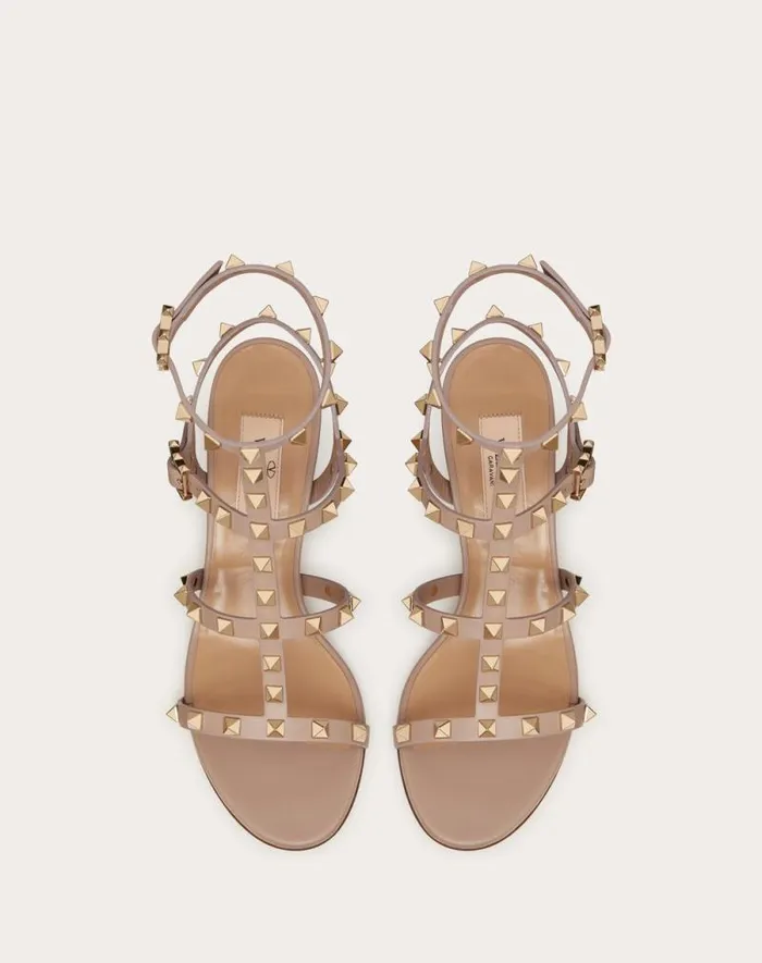 Valentino Sandals Woman Rockstud Calfskin Ankle Strap Sandal 60 Mm For Woman In Poudre Poudre Valentino Sandals Woman Rockstud Calfskin Ankle Strap Sandal 60 Mm For Woman In Poudre Poudre