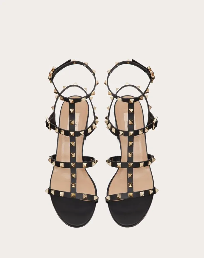 Valentino Sandals Woman Rockstud Calfskin Ankle Strap Sandal 60 Mm For Woman In Poudre Poudre Valentino Sandals Woman Rockstud Calfskin Ankle Strap Sandal 60 Mm For Woman In Poudre Poudre