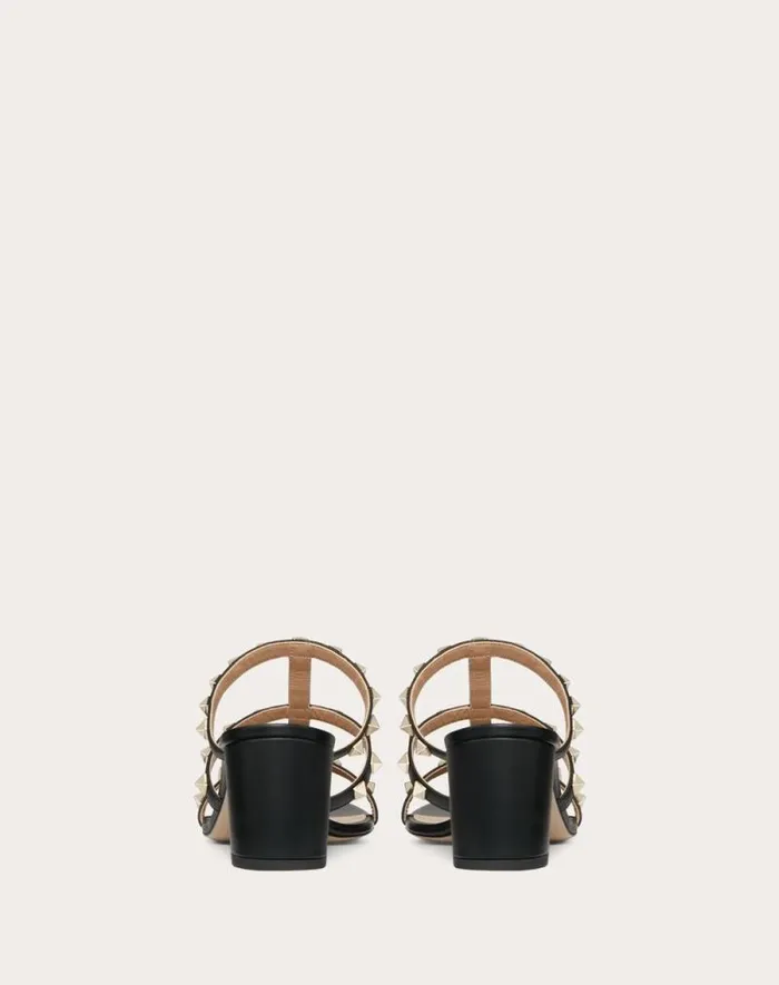 Valentino Sandals Woman Rockstud Calfskin Leather Slide Sandal 60 Mm For Woman In Poudre Poudre Valentino Sandals Woman Rockstud Calfskin Leather Slide Sandal 60 Mm For Woman In Poudre Poudre