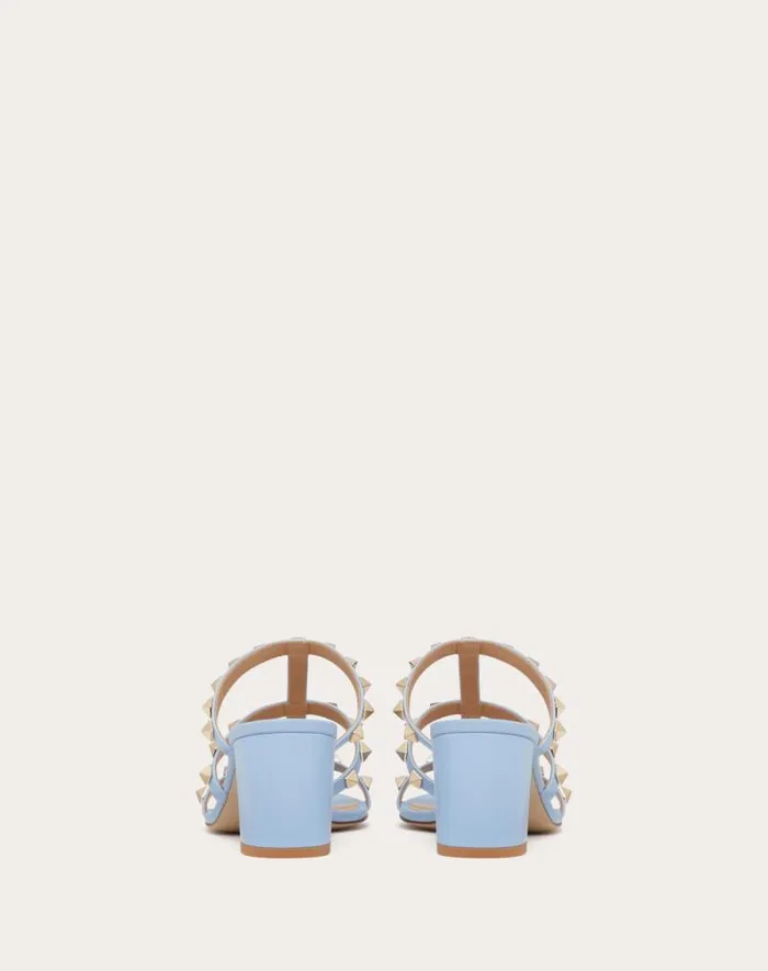 Valentino Sandals Woman Rockstud Calfskin Leather Slide Sandal 60 Mm For Woman In Poudre Poudre Valentino Sandals Woman Rockstud Calfskin Leather Slide Sandal 60 Mm For Woman In Poudre Poudre