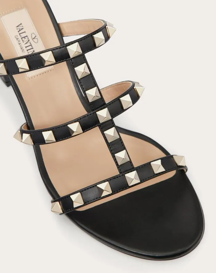 Valentino Sandals Woman Rockstud Calfskin Leather Slide Sandal 60 Mm For Woman In Poudre Poudre Valentino Sandals Woman Rockstud Calfskin Leather Slide Sandal 60 Mm For Woman In Poudre Poudre