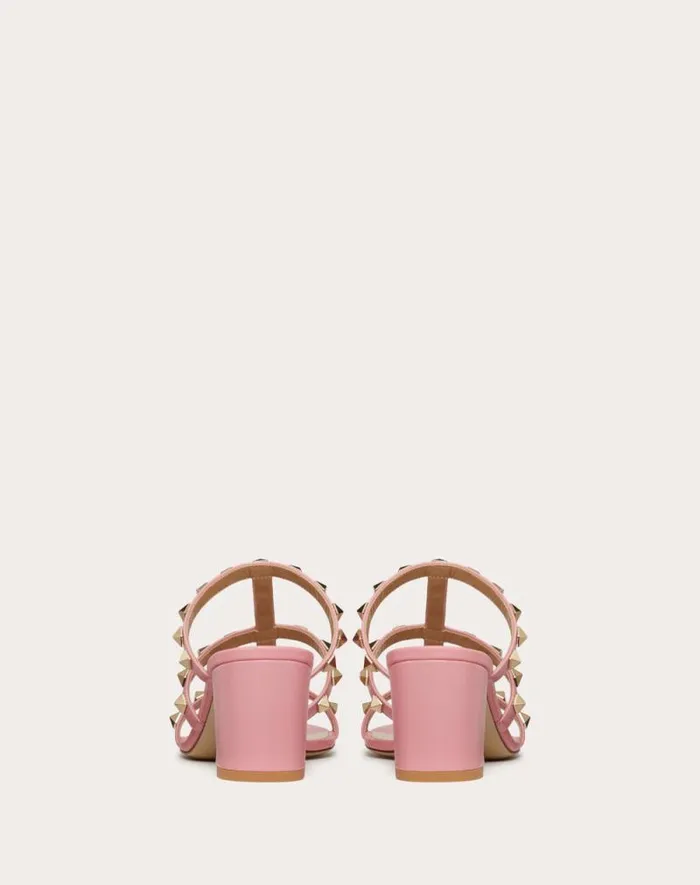 Valentino Sandals Woman Rockstud Calfskin Leather Slide Sandal 60 Mm For Woman In Poudre Poudre Valentino Sandals Woman Rockstud Calfskin Leather Slide Sandal 60 Mm For Woman In Poudre Poudre