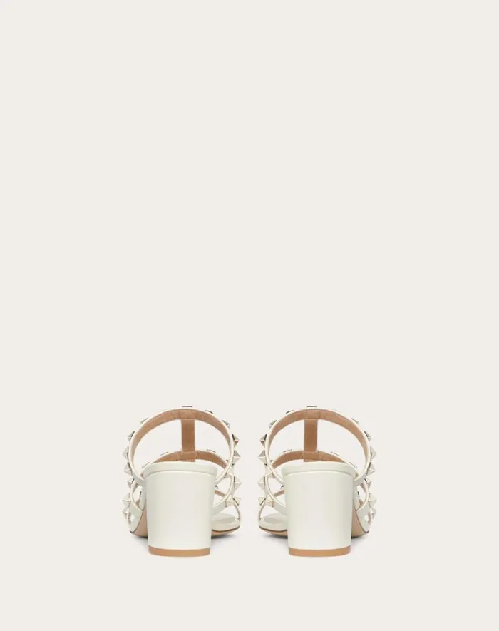 Valentino Sandals Woman Rockstud Calfskin Leather Slide Sandal 60 Mm For Woman In Poudre Poudre Valentino Sandals Woman Rockstud Calfskin Leather Slide Sandal 60 Mm For Woman In Poudre Poudre