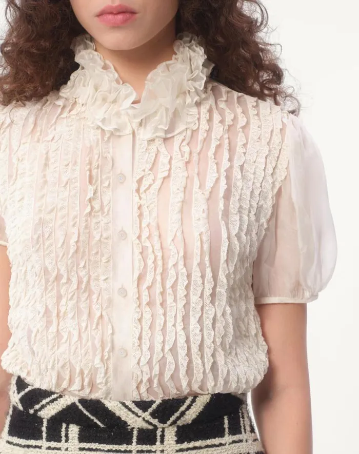 Valentino Shirts And Tops Woman Chiffon Blouse For Woman In Ivory Ivory