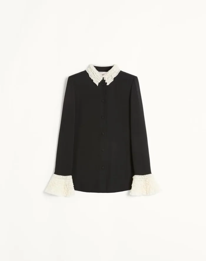 Valentino Shirts And Tops Woman Georgette Blouse For Woman In Blackivory Blackivory Valentino Shirts And Tops Woman Georgette Blouse For Woman In Blackivory Blackivory