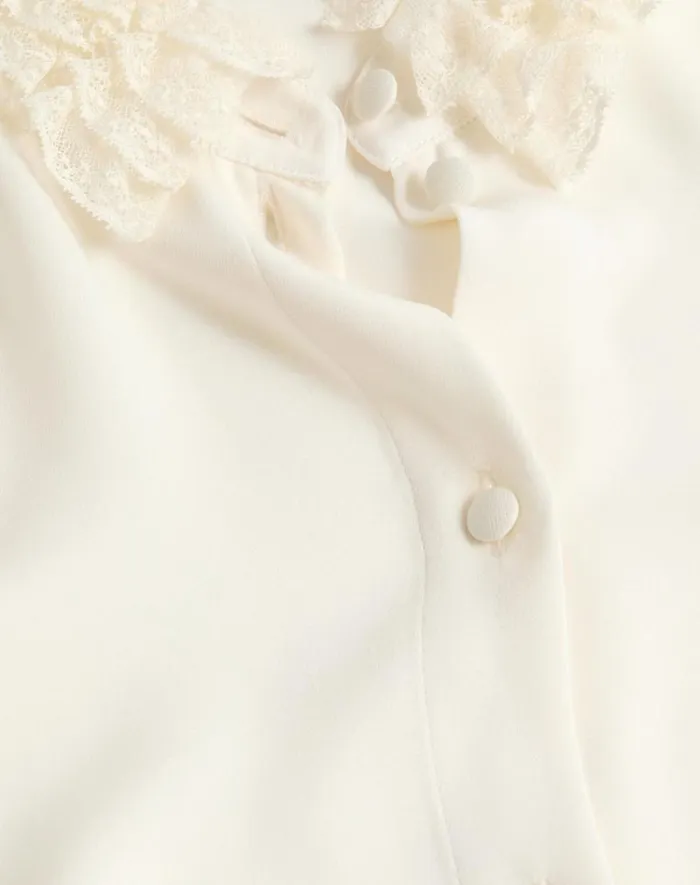 Valentino Shirts And Tops Woman Georgette Blouse For Woman In Blackivory Blackivory Valentino Shirts And Tops Woman Georgette Blouse For Woman In Blackivory Blackivory