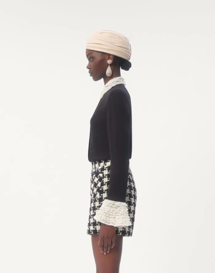 Valentino Shirts And Tops Woman Georgette Blouse For Woman In Blackivory Blackivory Valentino Shirts And Tops Woman Georgette Blouse For Woman In Blackivory Blackivory