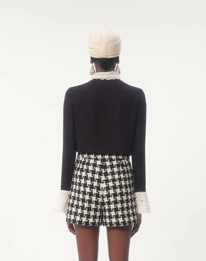 Valentino Shirts And Tops Woman Georgette Blouse For Woman In Blackivory Blackivory Valentino Shirts And Tops Woman Georgette Blouse For Woman In Blackivory Blackivory